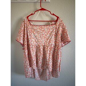 Old Navy Floral Peasant Top With Puff Sleeves & Tie Back 4X Spring Summer